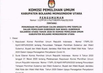 Cegah Covid-19, KPU Bolmut Tunda Pelantikan PPS Terpilih