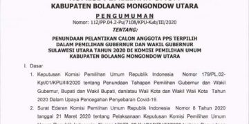 Cegah Covid-19, KPU Bolmut Tunda Pelantikan PPS Terpilih