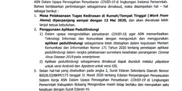 Pemkab Bolmong Perpanjang Tugas Kedinasan ASN di Rumah