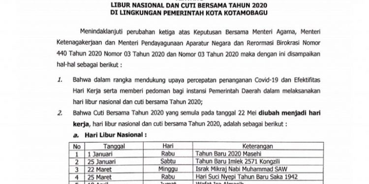 Edaran Baru, Cuti Bersama 22 Mei ASN Pemkot Diubah Menjadi Hari Kerja