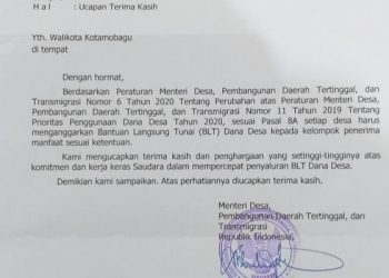 Menteri PDTT RI Apresiasi Penyaluran BLT DanDes Kotamobagu