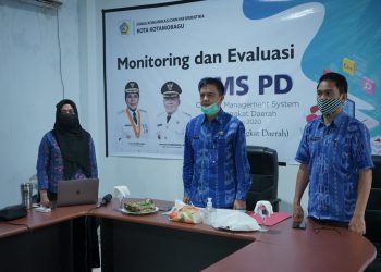 Pemkot Kotamobagu Gelar Monitoring dan Evaluasi CMS PD Secara Virtual