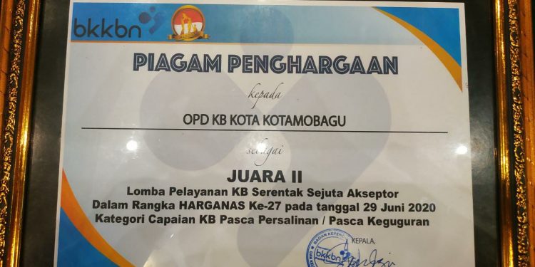 Kotamobagu Juara II Kategori Capaian KB Pasca Persalinan