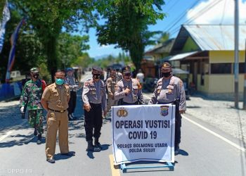 Libatkan TNI dan Pemda, Polres Bolmut Gelar Operasi Yustisi Protokol Kesehatan