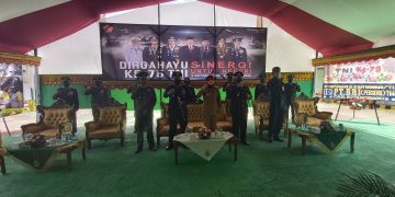 Tatong Bara Hadiri HUT TNI ke 75 di Makodim 1303 Bomong