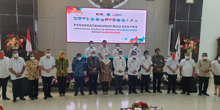 Dihadiri KPK, Tatong Bara Teken MoU Dengan Pihak Bank SulutGo