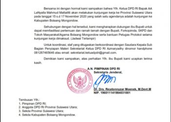 Besok Ketua dan Rombongan DPD RI  Berkunjung ke Bolmong