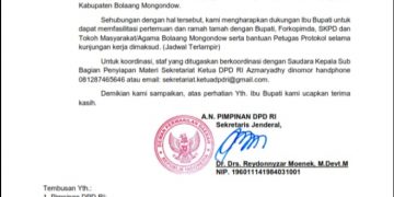 Besok Ketua dan Rombongan DPD RI  Berkunjung ke Bolmong