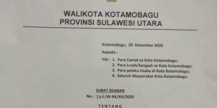 Sembilan Poin Edaran Walikota Terkait Pisah Sambut Tahun 2020-2021