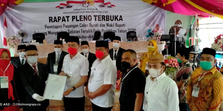 KPU Bolsel Tetapkan BERKAH Sebagai Bupati dan Wakil Bupati Terpilih