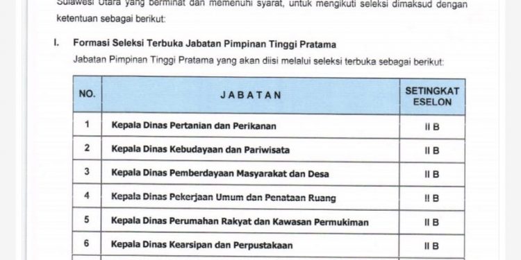 Hari Ini Pendaftaran Lelang Jabatan 8 Kursi Kepala Dinas Dimulai