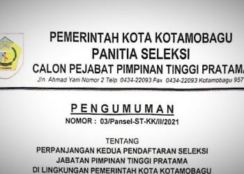 Seleksi JPT Pemkot Kotamobagu Diperpanjang Kembali