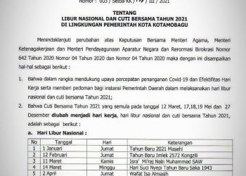 Berikut Libur Nasional dan Cuti Bersama Tahun 2021