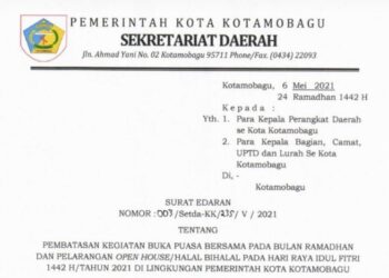 ASN Kotamobagu Dilarang Open House dan Halal Bihalal