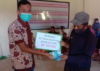 Masyarakat Biontong Induk Terima BLT DD Bulan Mei 2021