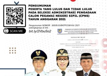 Pansel Umumkan Hasil Seleksi Administrasi CPNS Bolmong 2021