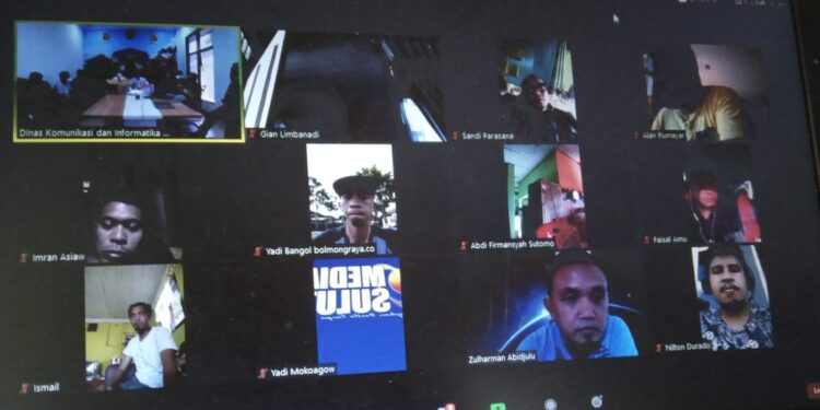 Diskominfo Bolmong dan Wartawan Gelar Rapat Virtual Menghadapi Pandemi Covid-19