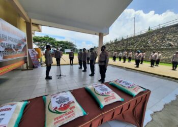 Polres Boltim Gelar Upacara Penyaluran Bansos Setpres RI