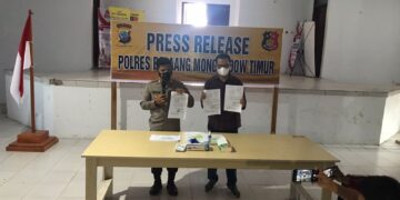 Polres Boltim Gelar Pres Rilis Terkait PETI Gunung Simbalang