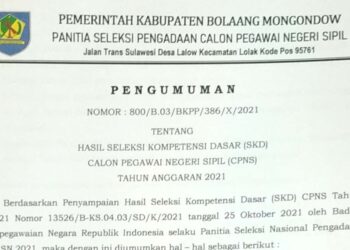 Berikut Peserta CPNS Kabupaten Bolmong yang Masuk Tahap SKB