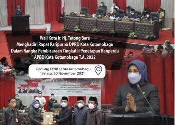 Wali Kota Kotamobagu Hadiri Paripurna Penetapan Ranperda APBD Tahun 2022