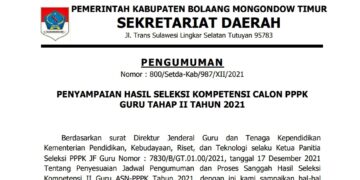 Berikut Hasil Seleksi PPPK Guru Tahap II Kabupaten Boltim