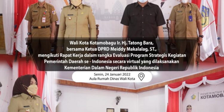 Dipimpin Mendagri, Wali Kota dan Ketua DPRD Kotamobagu Ikuti Raker Evaluasi Program Strategis