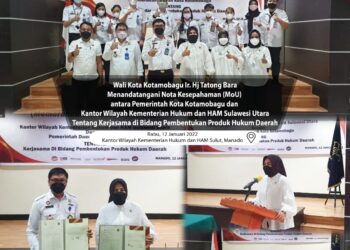Pemkot Kotamobagu dan Kemenkumham Sulut Teken MoU Terkait Pembentukan Produk Hukum Daerah
