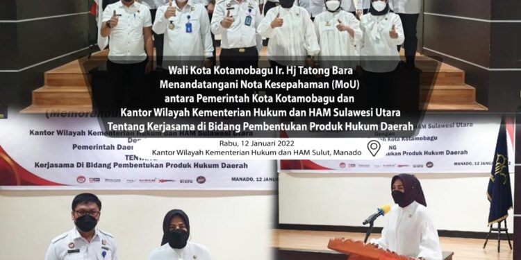 Pemkot Kotamobagu dan Kemenkumham Sulut Teken MoU Terkait Pembentukan Produk Hukum Daerah