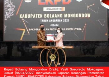 Yasti Serahkan LKPD Unaudited tahun 2021 ke BPK RI Perwakilan Sulut