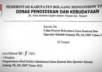 Berikut Pengumuman Seleksi Administrasi Guru Kontrak dan Operator Jenjang TK, SD, SMP Boltim