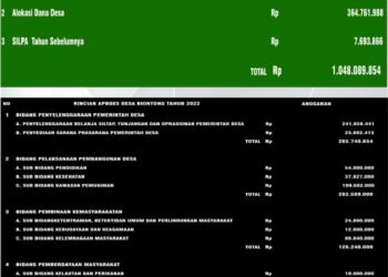 Transparansi APBDes Tahun 2022, Wujud Keterbukaan Pemerintah Desa Biontong Induk Pada Masyarakat