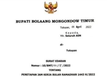 Ini Edaran Jam Kerja ASN Boltim Selama Ramadhan