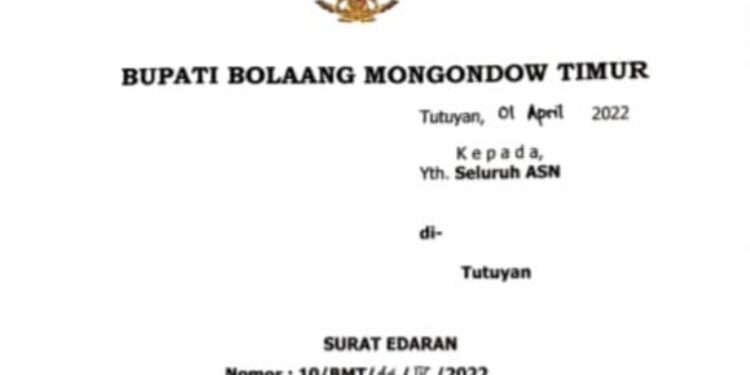 Ini Edaran Jam Kerja ASN Boltim Selama Ramadhan