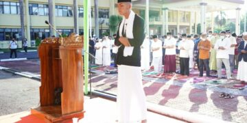 Bintara Remaja di Polda Sulut Pimpin Sholat Idul Fitri 1443 H