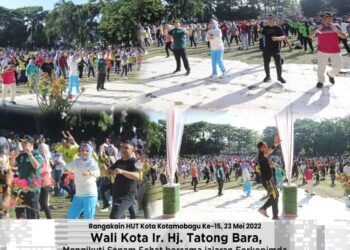 Rangkaian HUT Kotamobagu, Wali Kota Jalan Sehat dan Senam Sehat Bersama Jajaran Forkopimda