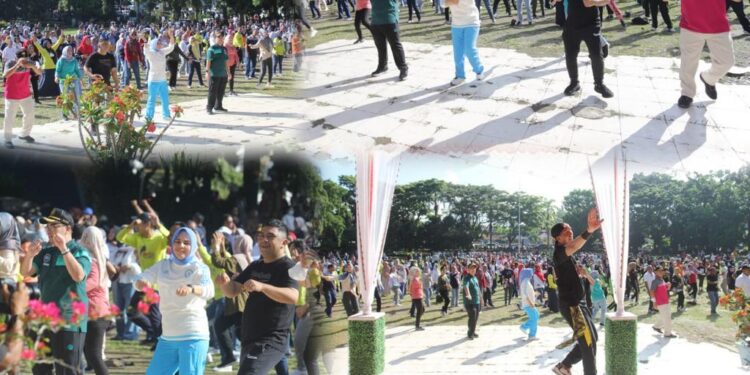 Rangkaian HUT Kotamobagu, Wali Kota Jalan Sehat dan Senam Sehat Bersama Jajaran Forkopimda