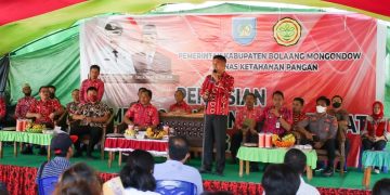 Wakili Bupati Limi Mokodompit, Tahlis Gallang Salurkan Bantuan 15 Ton Beras