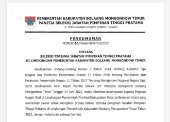 Pemkab Boltim Buka Lelang 3 Jabatan, Ini Persyaratannya