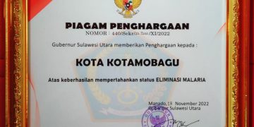 Pertahankan Status Eliminasi Malaria, Kotamobagu Raih Penghargaan dari Gubernur Sulut