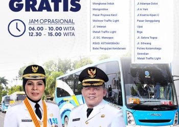 Setelah di Launching, Berikut Jalur dan Jam Operasi Bus Gratis Milik Pemkot Kotamobagu