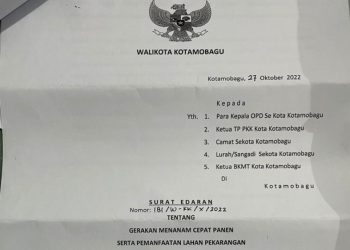 Pemerintah Kotamobagu Terbitkan Edaran Gerakan Menanam Cepat Panen dan Pemanfaatan Lahan Pekarangan