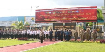 Siap Amankan Nataru, Polda Sulut Laksanakan Apel Gelar Pasukan Operasi Lilin Samrat 2022