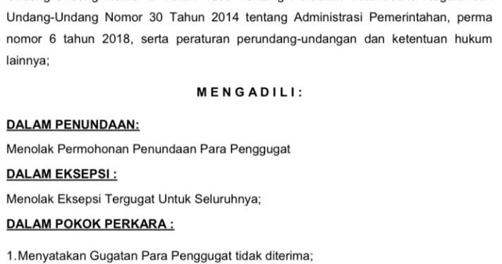 Pemkot Kotamobagu Menang di PTUN, Dolfi Cs Diganjar Bayar Biaya Perkara
