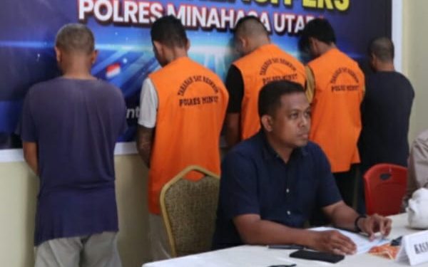 Polisi Amankan 5 Pria Pelaku Pencurian Ratusan Buah Valve di Kauditan