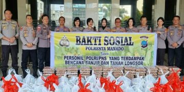 Polresta Manado Salurkan Bansos kepada Personel Polri yang Terdampak Banjir dan Tanah Longsor