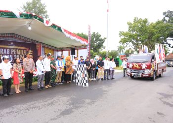 Hadiri Serah Terima Kirab Pemilu 2024, Tatong Bara Dukung Penuh dan Siap Sukseskan