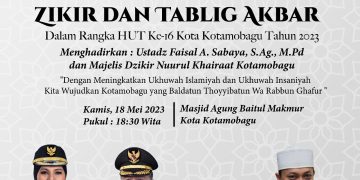 Dihadiri Ustadz Faisal, Pekan ini Pemkot Kotamobagu Akan Gelar Zikir dan Tabligh Akbar