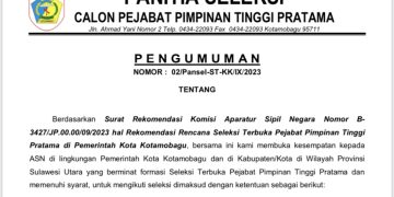 Pemkot Kotamobagu Gelar Seleksi Terbuka Jabatan Pimpinan Tinggi Pratama