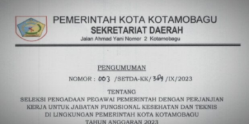 Pemkot Kotamobagu Umumkan Rekrutmen Tenaga PPPK Tahun 2023